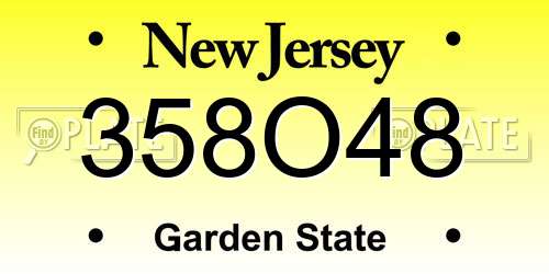 358O48 New Jersey License Plate