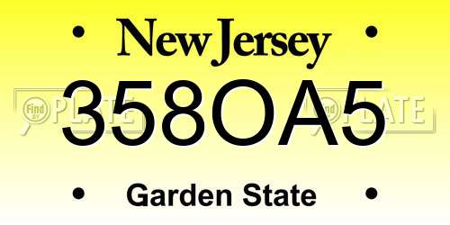 358OA5 New Jersey License Plate