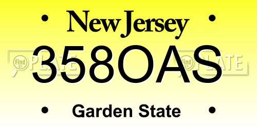 358OAS New Jersey License Plate