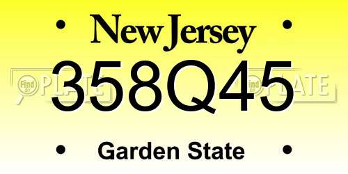 358Q45 New Jersey License Plate