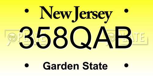 358QAB New Jersey License Plate