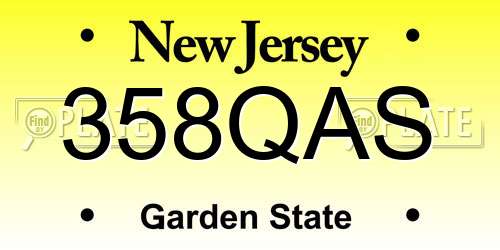 358QAS New Jersey License Plate
