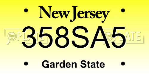358SA5 New Jersey License Plate