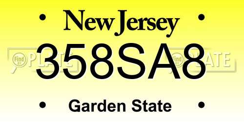 358SA8 New Jersey License Plate
