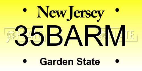 35BARM New Jersey License Plate