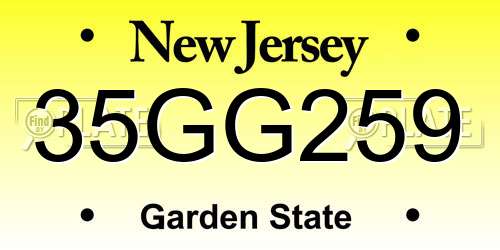 35GG259 New Jersey License Plate