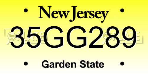 35GG289 New Jersey License Plate