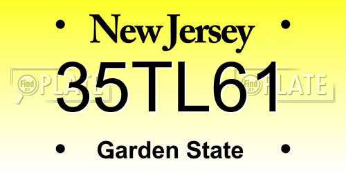 35TL61 New Jersey License Plate
