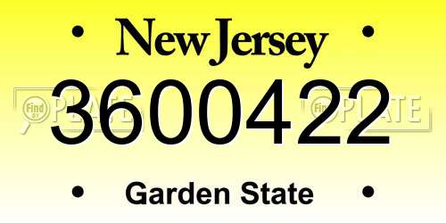 3600422 New Jersey License Plate