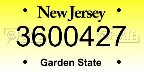 3600427 New Jersey License Plate