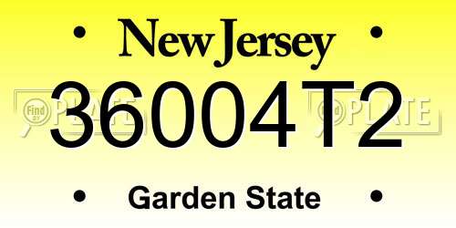 36004T2 New Jersey License Plate
