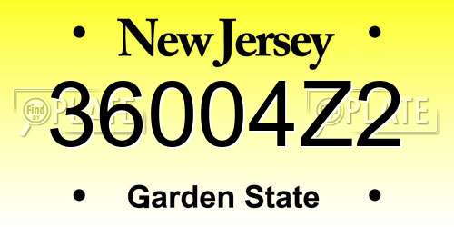 36004Z2 New Jersey License Plate