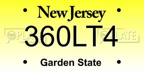360LT4 New Jersey License Plate