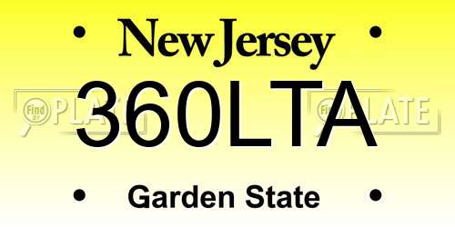 360LTA New Jersey License Plate