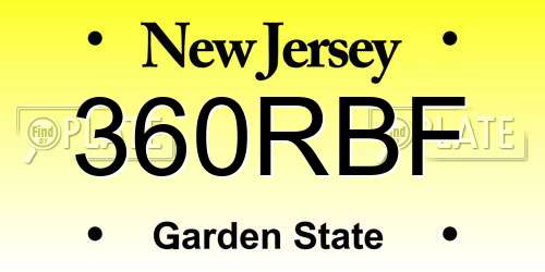 360RBF New Jersey License Plate