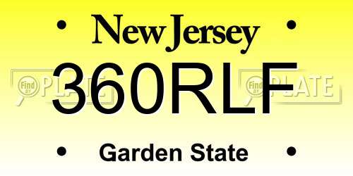 360RLF New Jersey License Plate