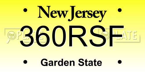 360RSF New Jersey License Plate