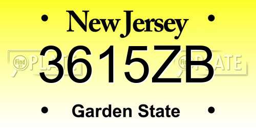 3615ZB New Jersey License Plate