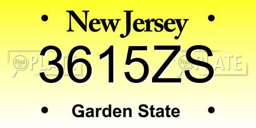3615ZS New Jersey License Plate