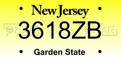3618ZB New Jersey License Plate