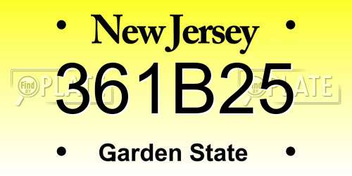 361B25 New Jersey License Plate