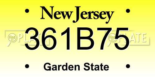 361B75 New Jersey License Plate