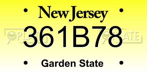 361B78 New Jersey License Plate