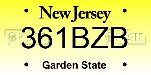 361BZB New Jersey License Plate