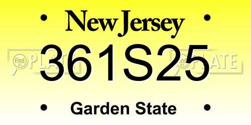 361S25 New Jersey License Plate