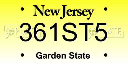 361ST5 New Jersey License Plate