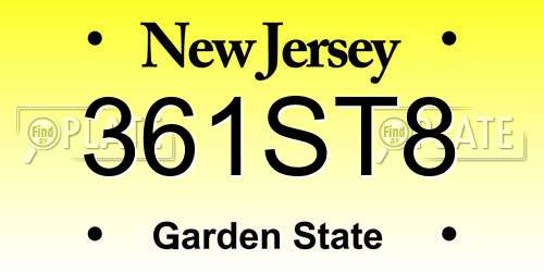361ST8 New Jersey License Plate