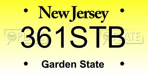 361STB New Jersey License Plate