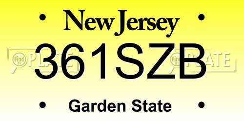 361SZB New Jersey License Plate