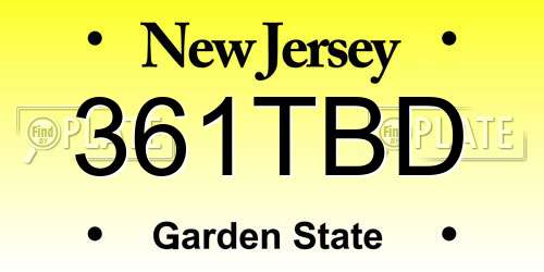 361TBD New Jersey License Plate