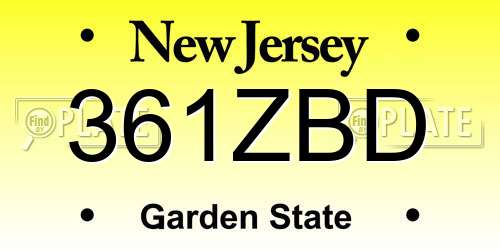 361ZBD New Jersey License Plate