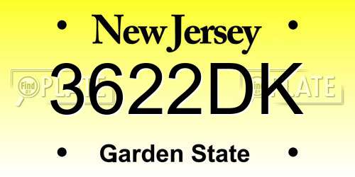 3622DK New Jersey License Plate