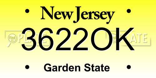 3622OK New Jersey License Plate