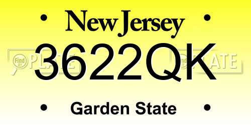 3622QK New Jersey License Plate