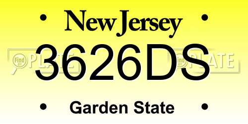 3626DS New Jersey License Plate