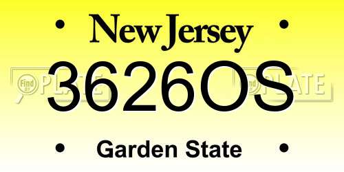 3626OS New Jersey License Plate