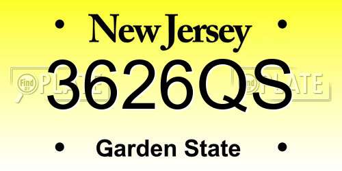 3626QS New Jersey License Plate