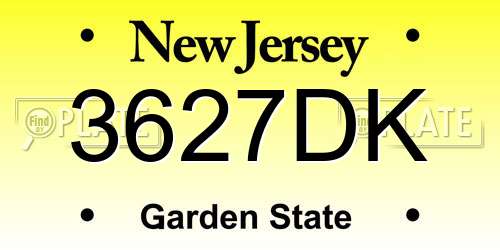 3627DK New Jersey License Plate