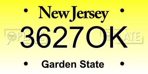 3627OK New Jersey License Plate