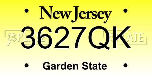 3627QK New Jersey License Plate