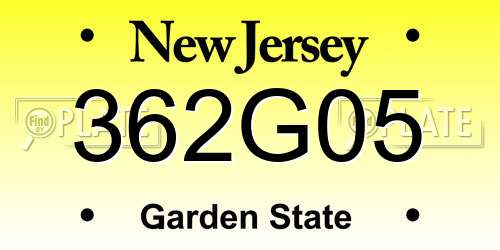 362G05 New Jersey License Plate