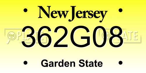 362G08 New Jersey License Plate
