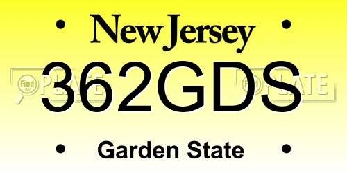 362GDS New Jersey License Plate