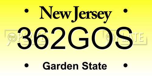 362GOS New Jersey License Plate