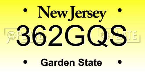 362GQS New Jersey License Plate