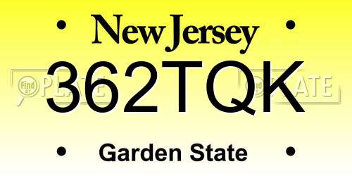 362TQK New Jersey License Plate